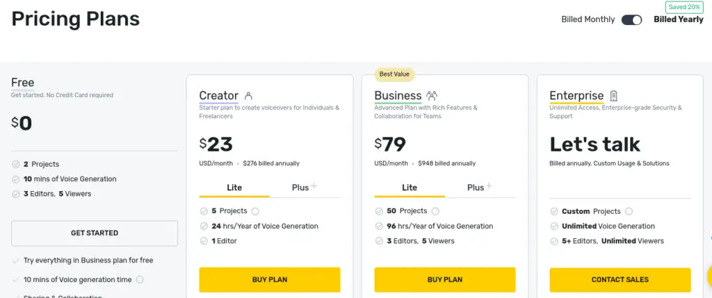 Murf AI Pricing